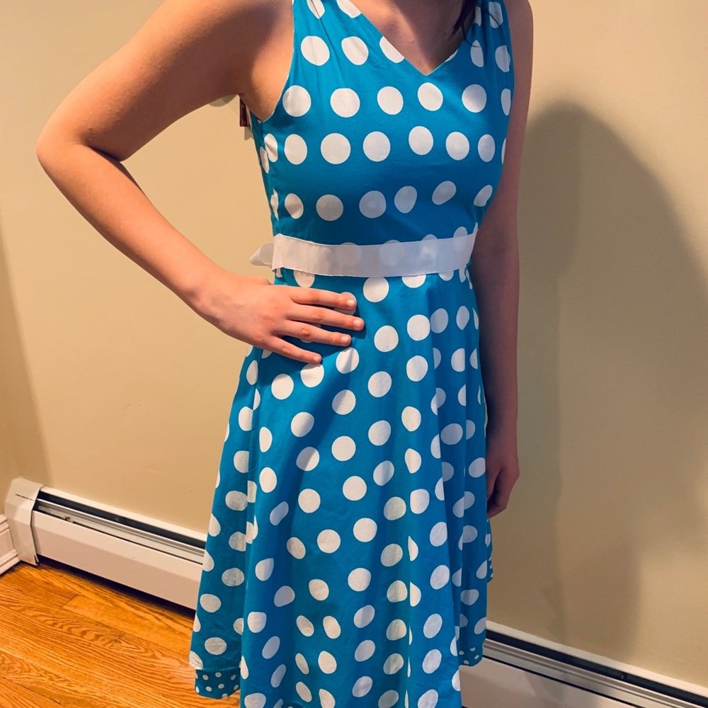 teal-colored cotton dress